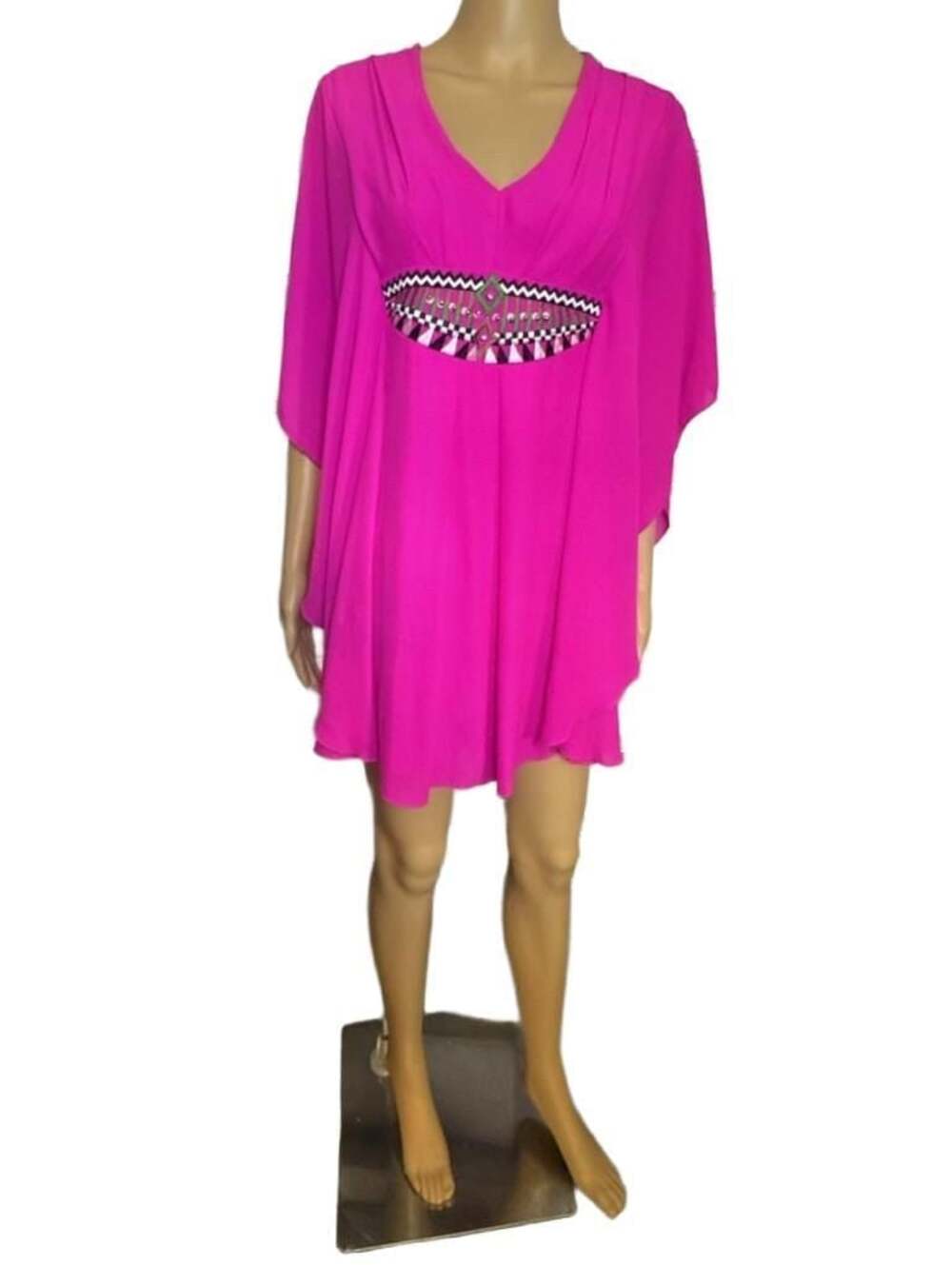XOXO Hot Pink Kaftan with Beaded Embellishment